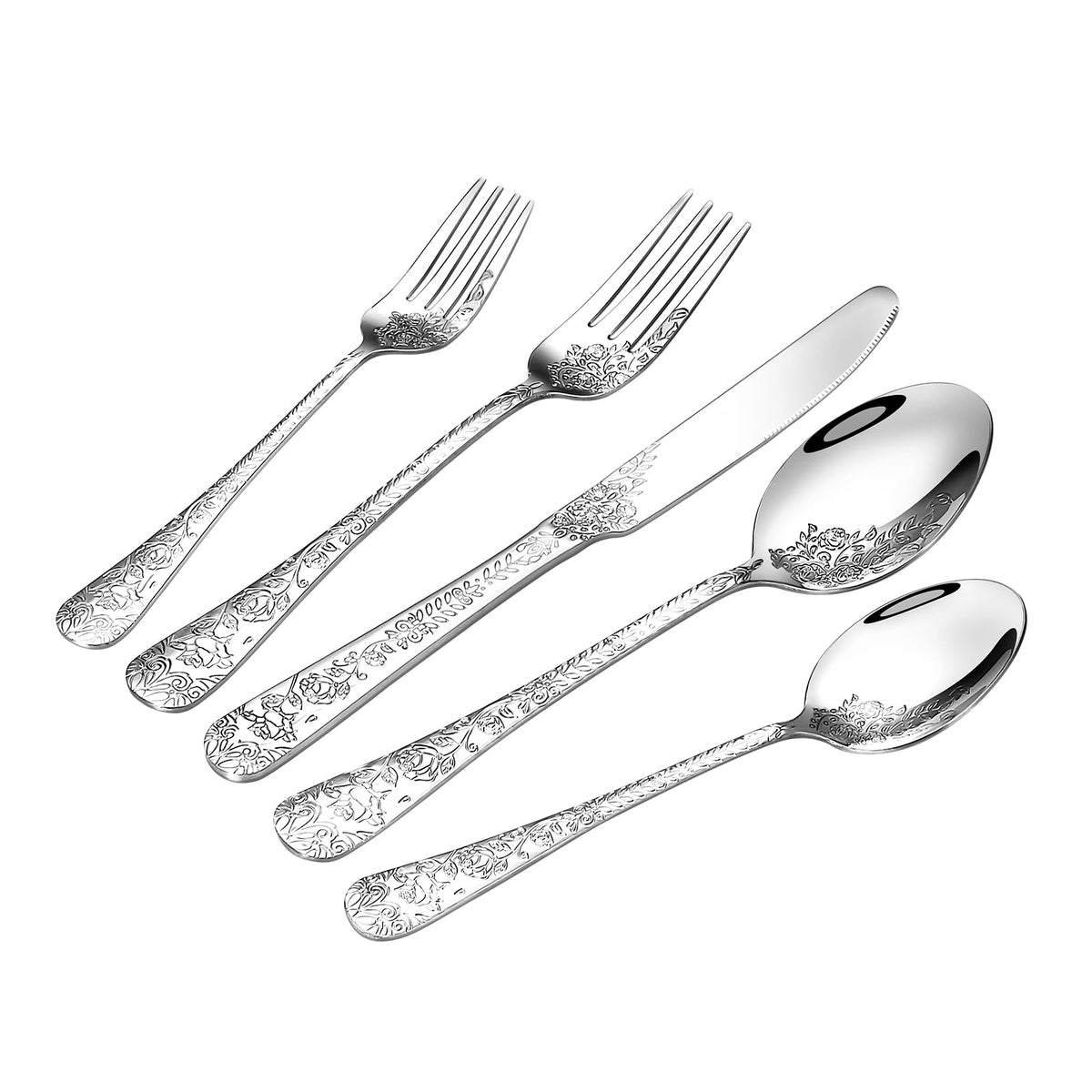 Silverware Set,40-Piece Stainless Steel Flatware Set for 8(Silver)