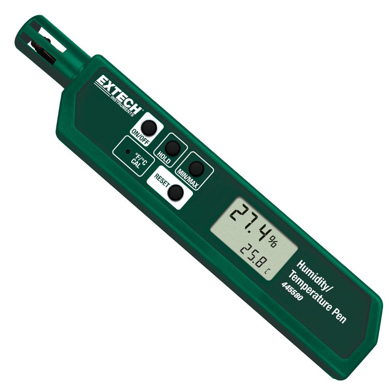 Extech 445580 Humidity and Temperature Pen with Fast Response Sensor, Min/Max Memory, Dual LCD, Pocket-Sized Hygrometer for HVAC, Labs, Storage Rooms, Indoor Air Monitoring