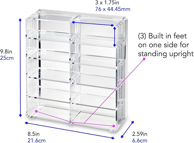 byAlegory Acrylic (Bronzer, Highlighter, Powder, Blush) Compact Organizer Designed For Larger Compacts | 10 Space Cosmetic Storage (CLEAR)