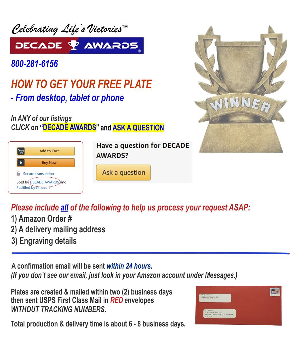 Decade Awards Monster Fantasy Football Trophy - 6.75 Inch Tall - Victory Beast FFL Award - Engraved Plate on Request