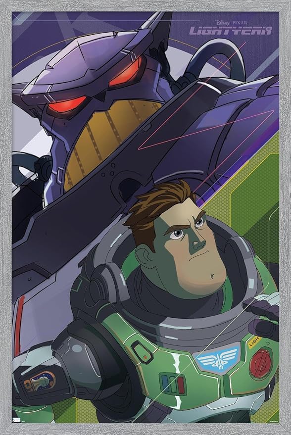 Trends International Disney Pixar Lightyear - Buzz and Zurg Wall Poster, 22.4L x 14.7W, Gray Framed Version