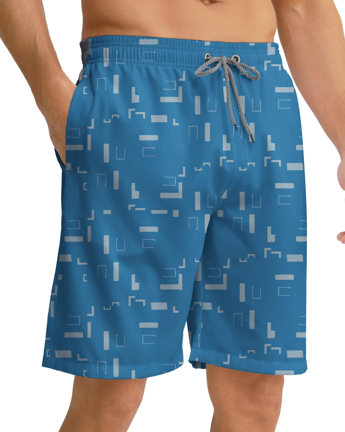 QDEupup Men's Swim Trunks Board Shorts Bathing Suit Swimwear Mesh Lining Quick Dry Beach Shorts Q497 Blue L