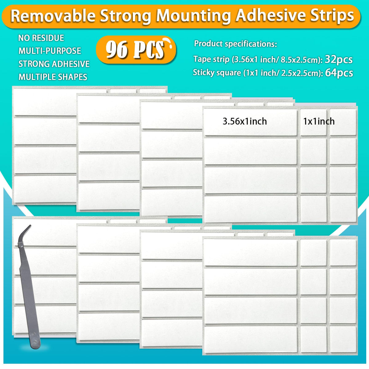 Birllaid Double Sided Tape for Walls, Picture Hanging Strips Removable Mounting Adhesive Tape for Hanging Picture Poster Decorations