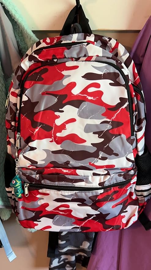 DSIUE Backpacks for Boys School Bags for Kids Elementary Bookbag and Lunch Box Set Camo Red