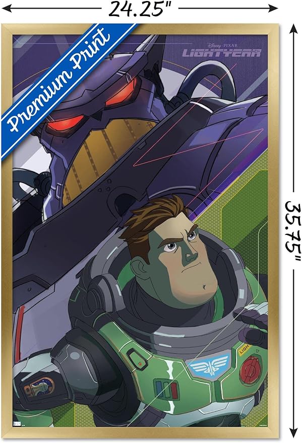 Trends International Disney Pixar Lightyear - Buzz and Zurg Wall Poster, 22.375" x 34", Gold Framed Version