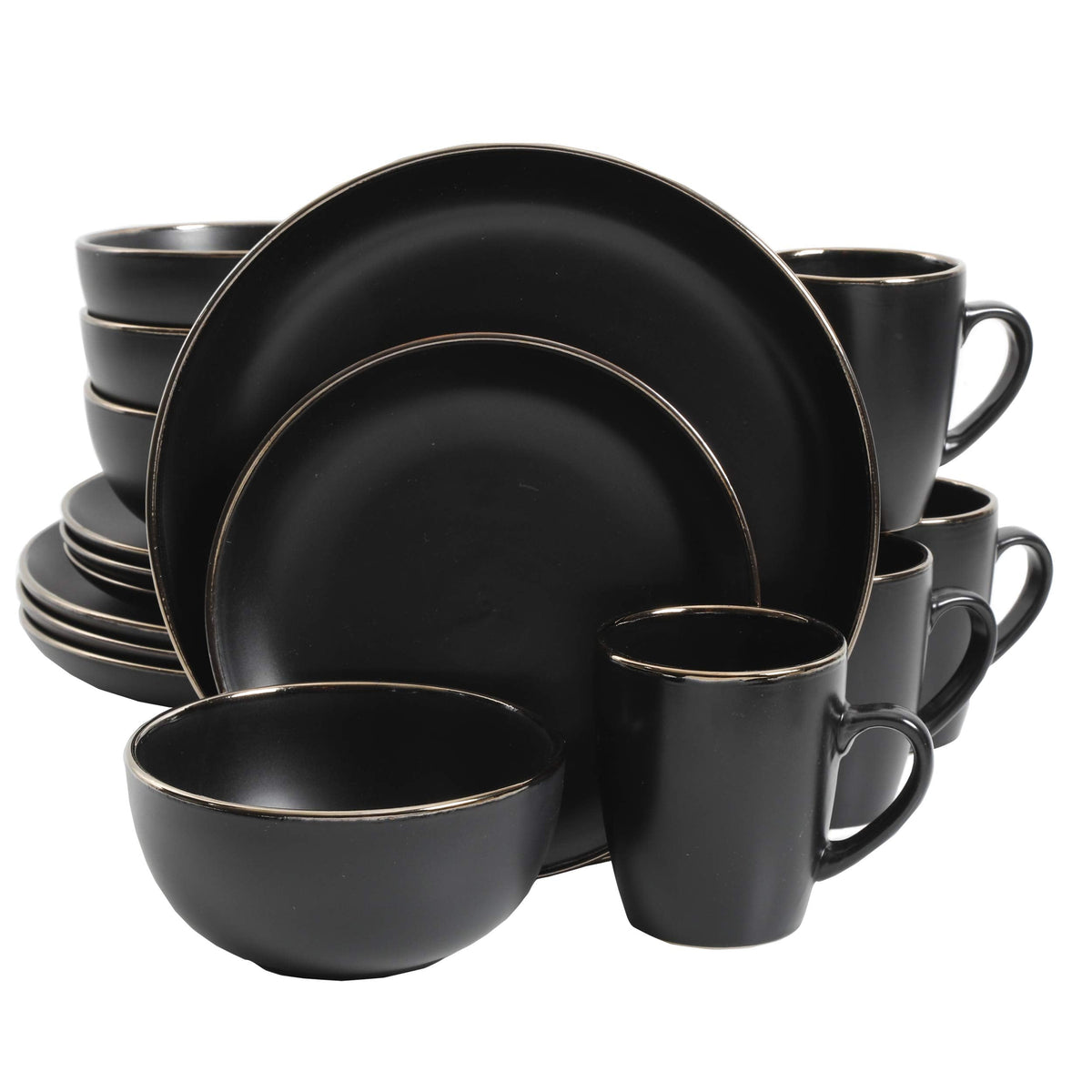 Gibson Home Rockaway 12-Piece Round Stoneware Dinnerware Set, Service for 4 – Cream Plates and Bowls, Modern Matte Finish, Microwave & Dishwasher Safe
