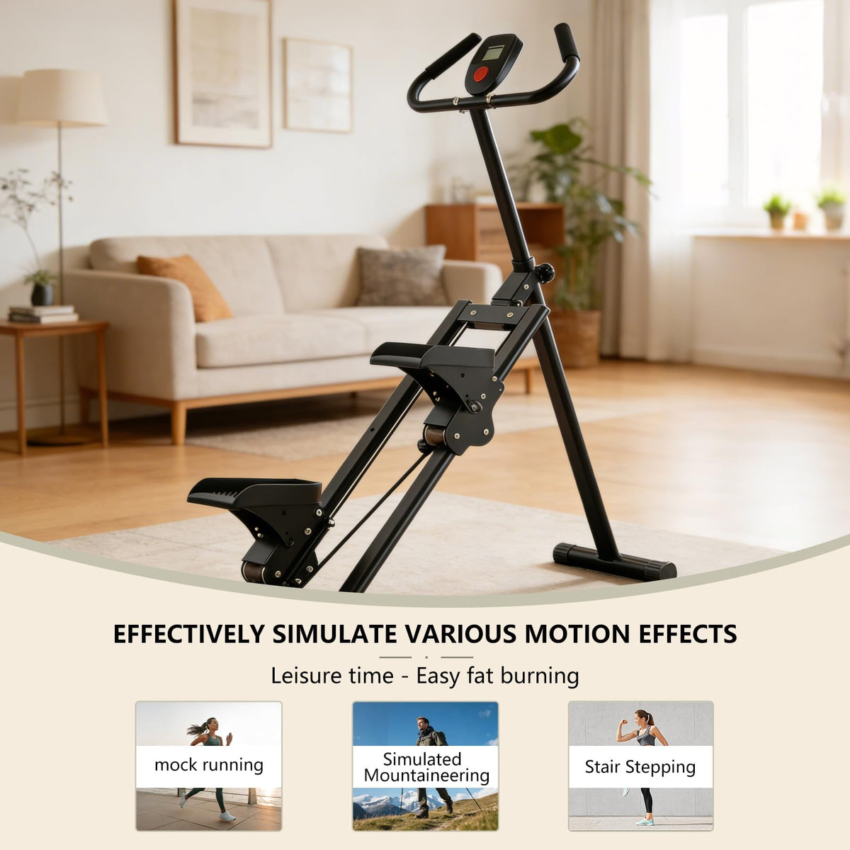 Foldable Stair Stepper for Home Gym, Adjustable Resistance Mini Stepper with Non-Slip Pedals, 300lb Capacity Quiet Climber Cardio Equipment，Compact Exercise Step Machine