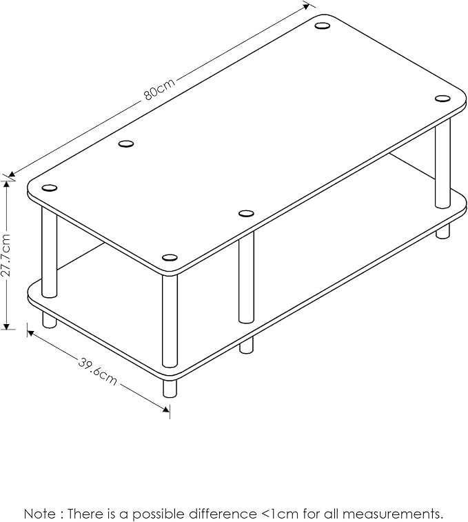Furinno JUST TV Stand, 2-Tier No Tools Mid Entertainment Center with Open Shelf, TV Console for TV up to 46 Inch with Tubes, for Living Room, Bedroom, Dark Cherry