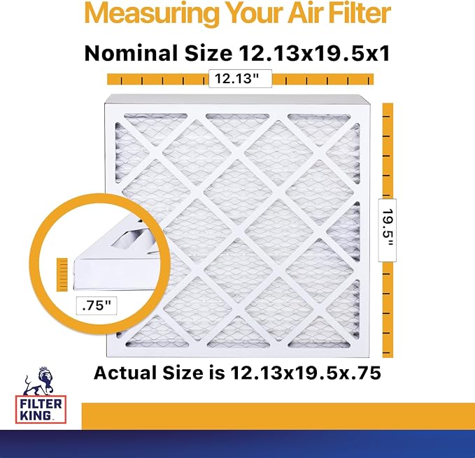 Filter King 12.13x19.5x1 Air Filter | 4-PACK | MERV 13 HVAC Pleated A/C Furnace
