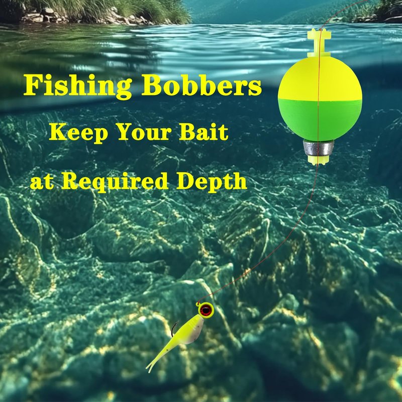 Bombite Fishing Bobbers Floats,10 Packs Weighted Bobbers for Fishing Foam Snap-on Fishing Floats Ball Oval Fishing Corks Bluegill Crappie Panfish Bass Trout Ball-Shape 1.5 in