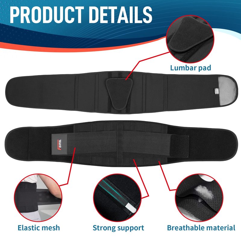 FEATOL 4XL Lumbar Support Belt for Men Heavy Lifting Work, Back Brace for Lower Back Pain, Breathable Support Belt with Lumbar Pad for Scoliosis, Herniated Disc, Sciatica (Fit Size:63''-68.9'')