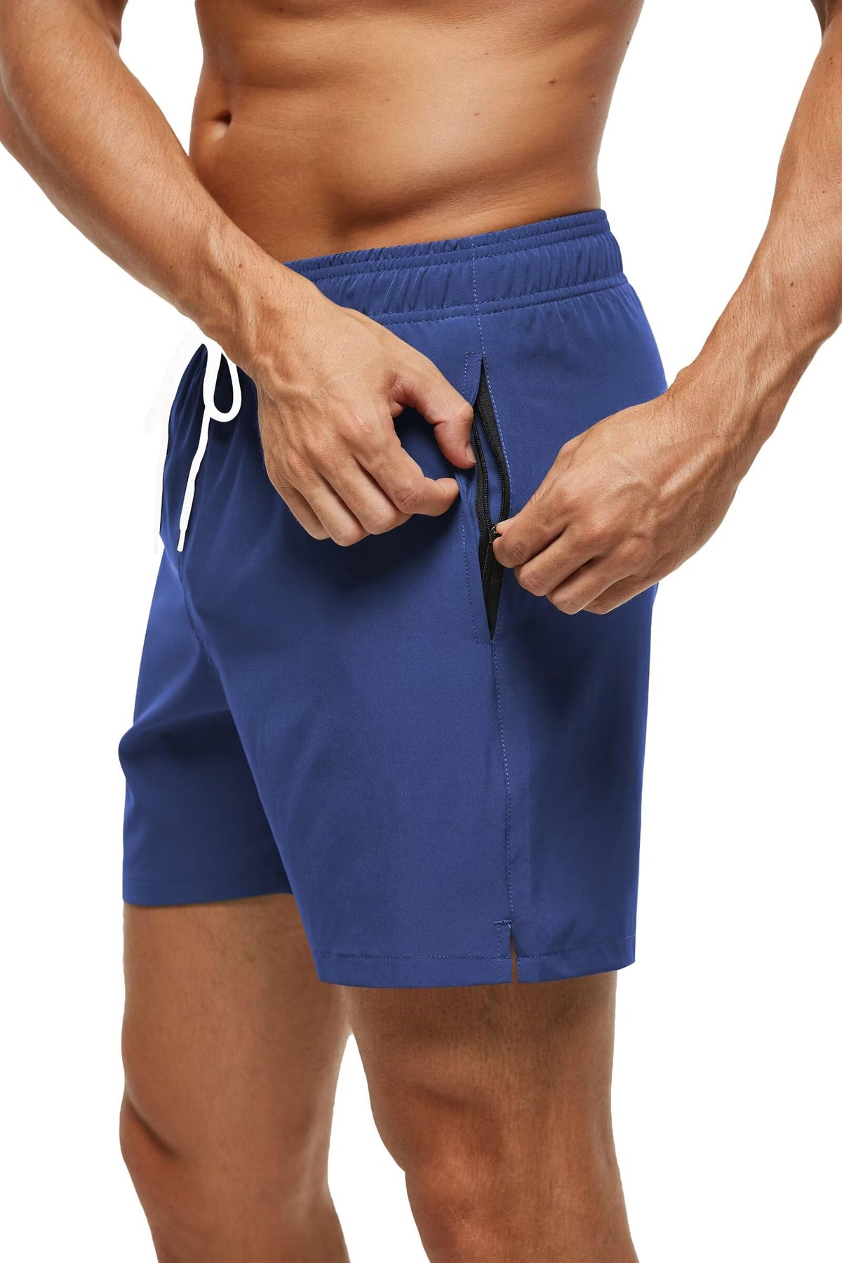Tyhengta Men's Swim Trunks Bathing Suits with Zipper Pockets and Mesh Lining Navy 34