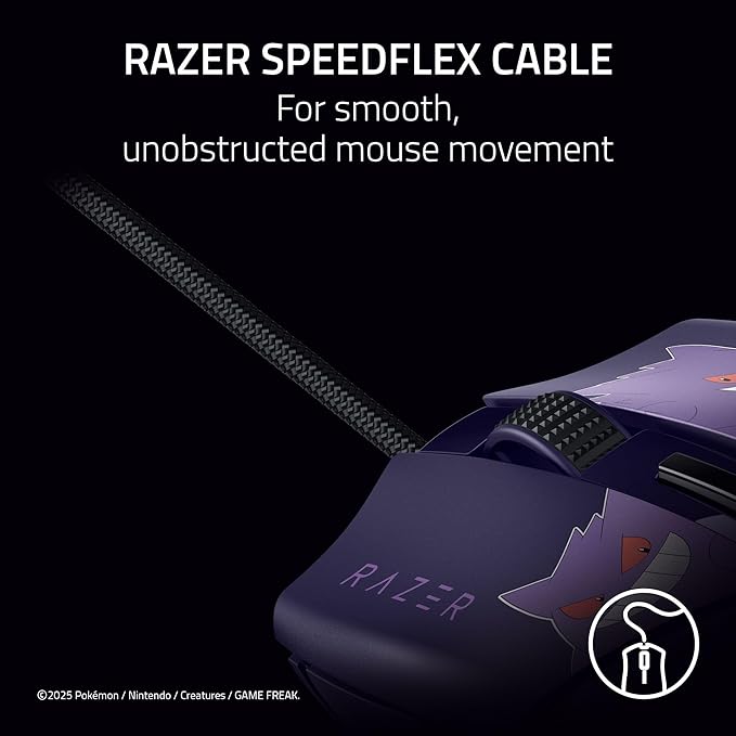Razer Cobra Wired Gaming Mouse: 58g Lightweight - Gen-3 Optical Switches - Chroma RGB Lighting Underglow - 8500 DPI Optical Sensor - 100% PTFE Mouse Feet - Speedflex Cable - Pokemon Gengar Edition