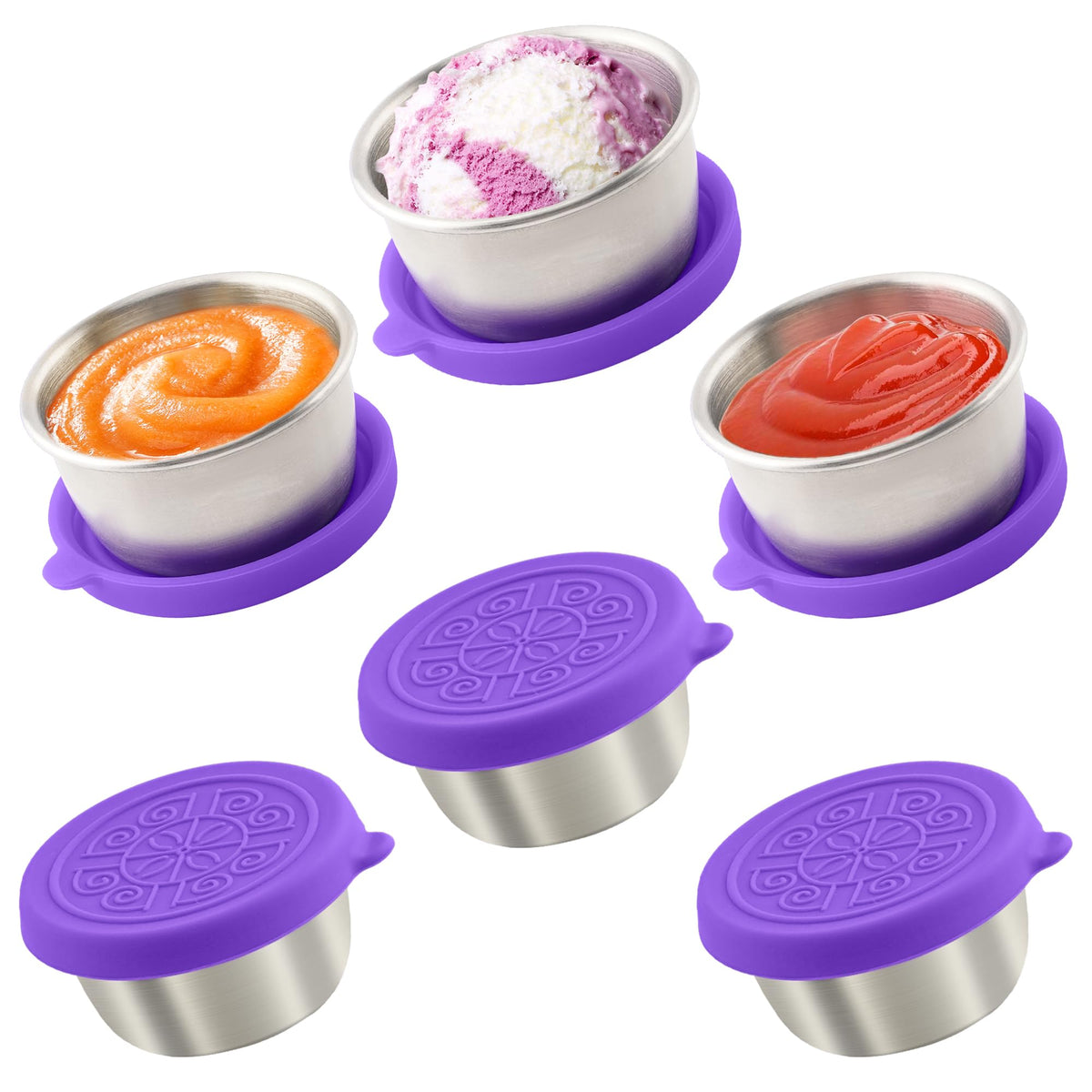 6x1.6 Oz Salad Dressing Containers With Lids, Small Leakproof Reusable Stainless Steel Salad Dressing Container To Go For Lunch Boxes,Sauce containers, Picnics,Travel Meal Prep And Kitchen Storage.