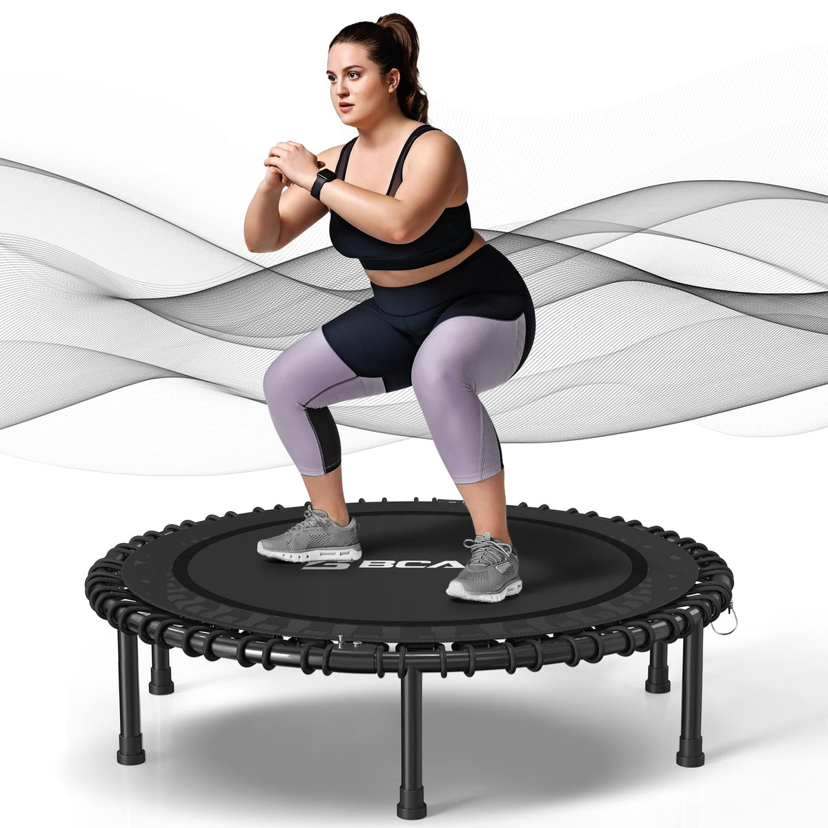 BCAN 450/550LBS Rebounder Trampoline for Adults, 40"/48" Foldable Mini Trampoline with Durable Bungees, Quiet & Stable Exercise Rebounder Trampoline for Indoor/Garden Workout- 40IN-Red