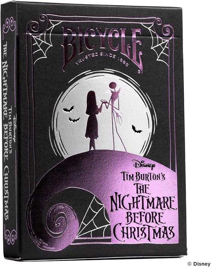 Disney Tim Burton's Nightmare Before Christmas Inspired Playing Cards Featuring Jack Skellington, 1 Deck for Halloween Gifts, Christmas Stocking Stuffers, or Vacation Travel Games