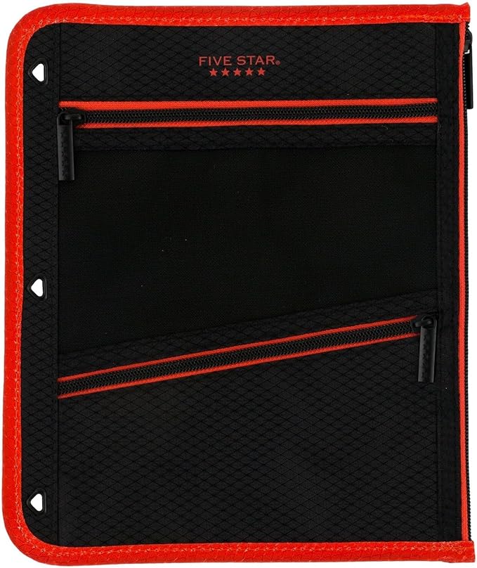 Five Star Pencil Pouch, Pen Case, 3-Pocket Zipper Pouch, Fits 3-Ring Binder, Random Color Shipped, 1 Count (50642)