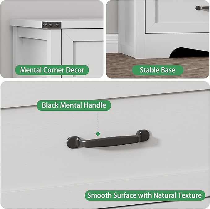 Dresser for Bedroom with 6 Drawers, 54" Wide Wood Chest of Drawers with Deep Drawers & Mental Handle, Modern Dresser TV Stand, Wooden Closet Storage Organizer for Living Room, Hallway, Entryway, White