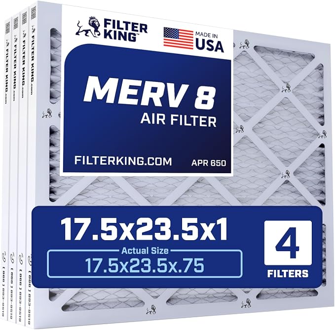 Filter King 17.5x23.5x1 Air Filter | 4-PACK | MERV 8 HVAC Pleated A/C Furnace