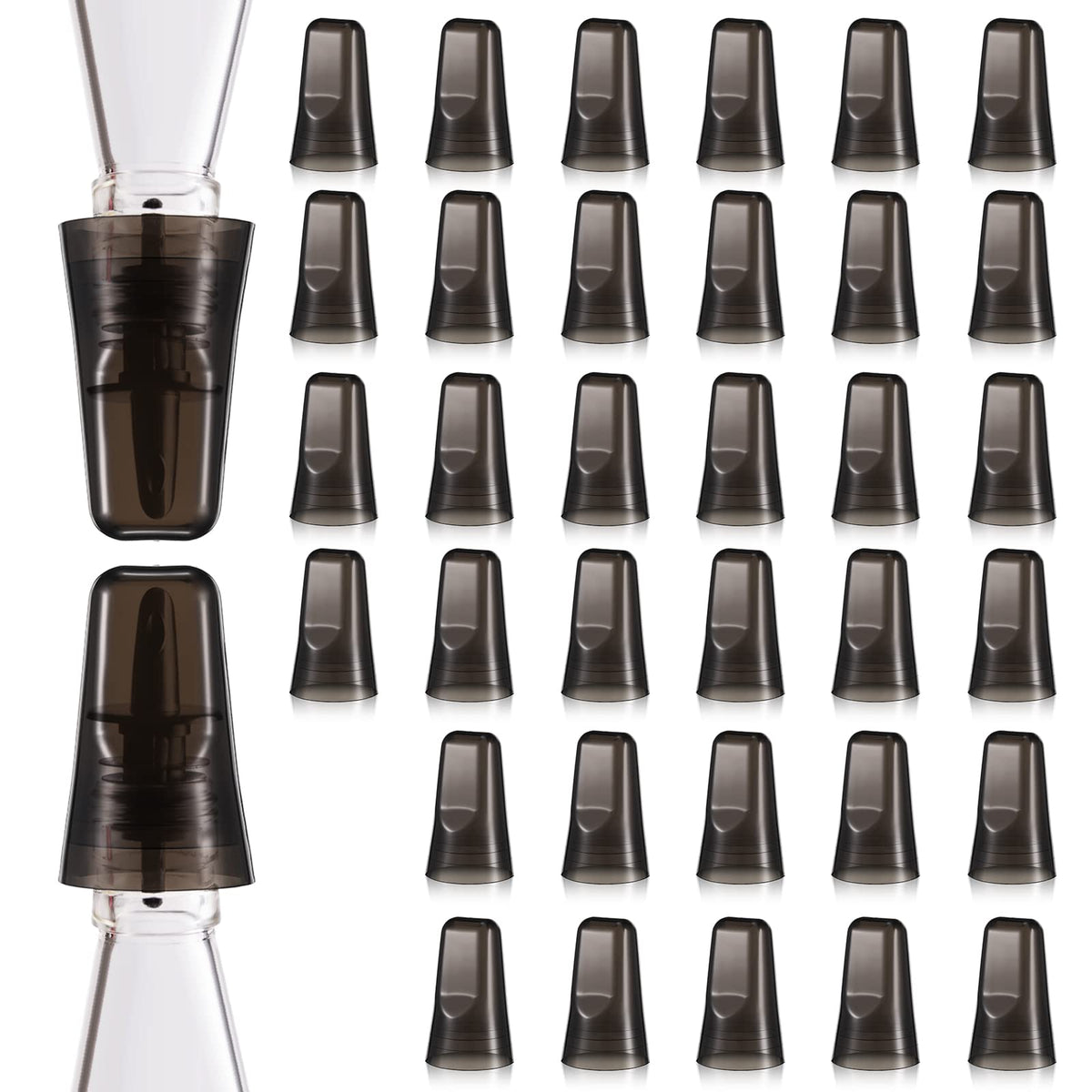Chengu 24 Pieces Liquor Bottle Covers Pour Spout Covers Bar Toppers for Bottles Universal Pour Dispenser Dust Translucent Silicone Rubber Spout Caps for Bar Home Kitchen Tools Supplies (Black)