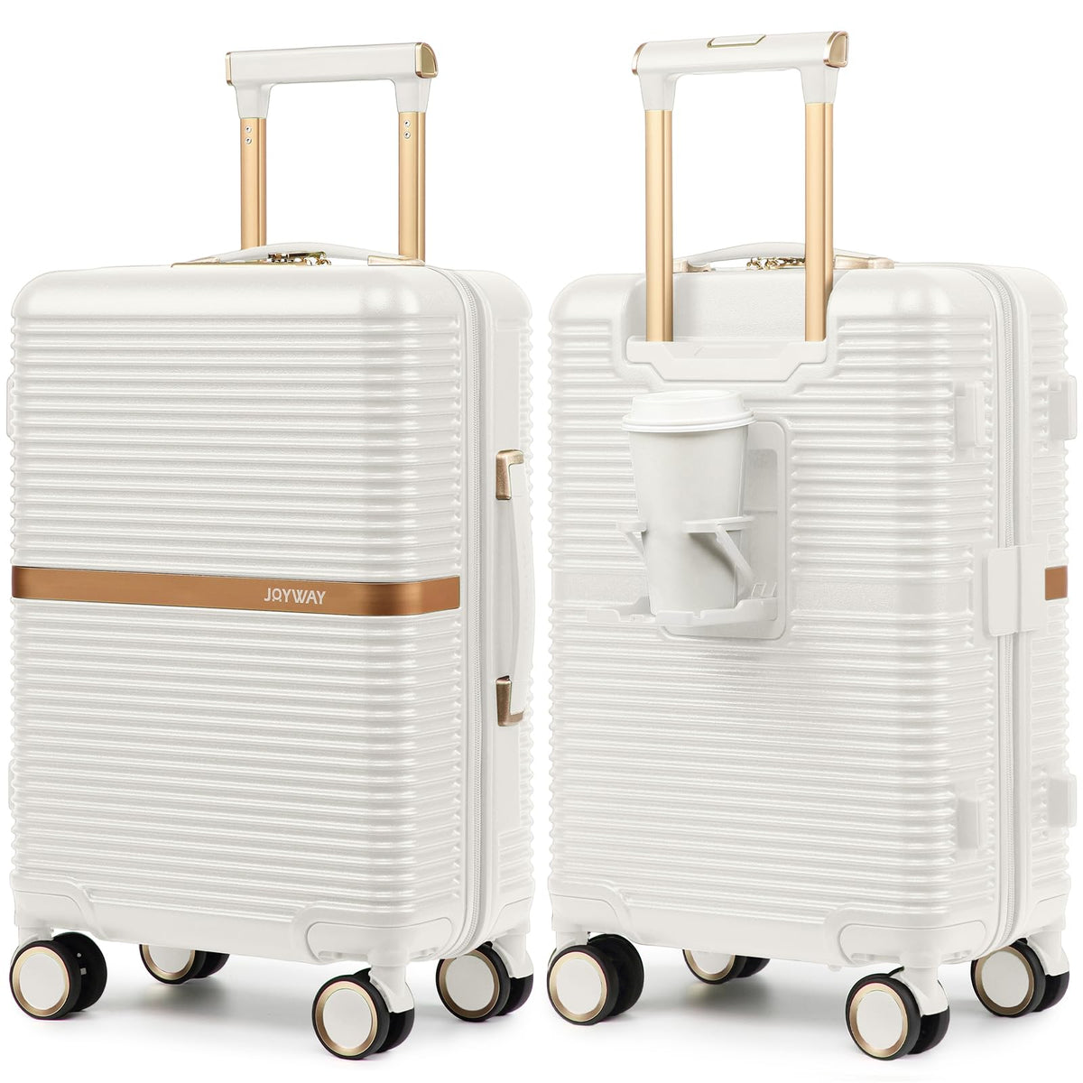 Joyway Lightweight Carry-On Luggage 20 Inch with Spinner Wheels, TSA Lock, Durable ABS Hardshell Suitcase for Business & Travel (White, 20 Inch)