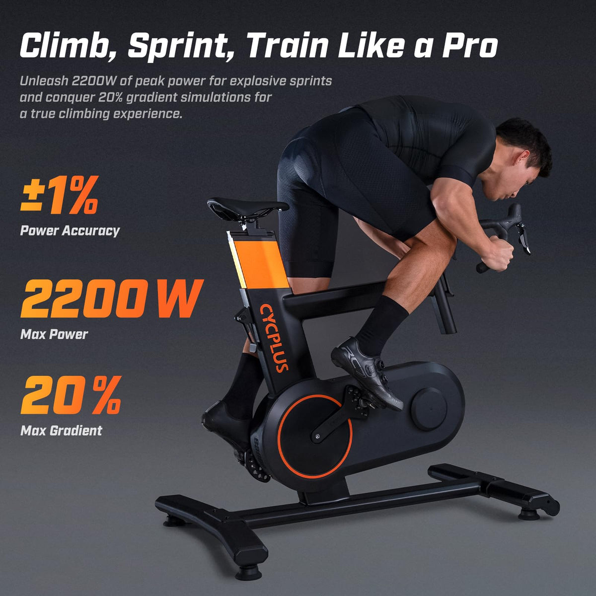 CYCPLUS T7 Smart Bike Trainer, 2200W Brushless Motor, 20% Gradient