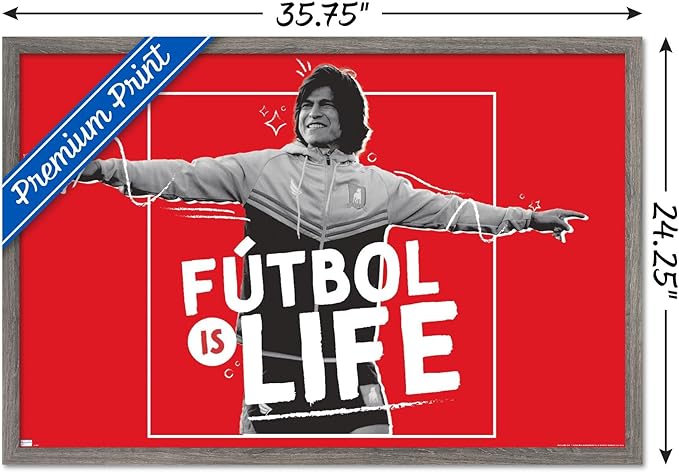 Ted Lasso - Futbol is Life Wall Poster, 34L" x 22.4W", Barnwood Framed Version