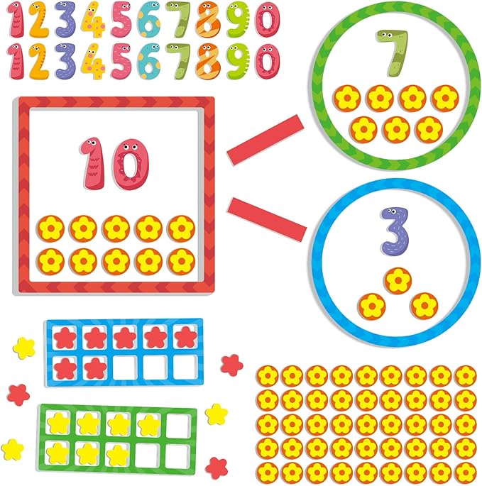97 PCS Magnetic Numbers for Whiteboard, Math Manipulatives Kindergarten 1st Grade, Math Games for Kids, Magnetic Number Line, Math Counters & Ten Frames Set, Addition and Subtraction Games