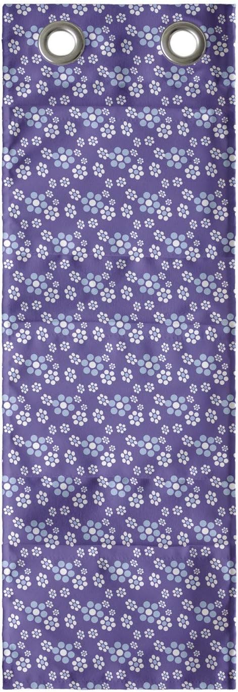 Ambesonne Romantic Hanging Pocket Organizer, Retro Blossom Petals Mini Aster and Daisy Flowers Meadow Rural Flourish, Printed Polyester Storage Bag with Pockets, 9" x 27", Blue Violet and White