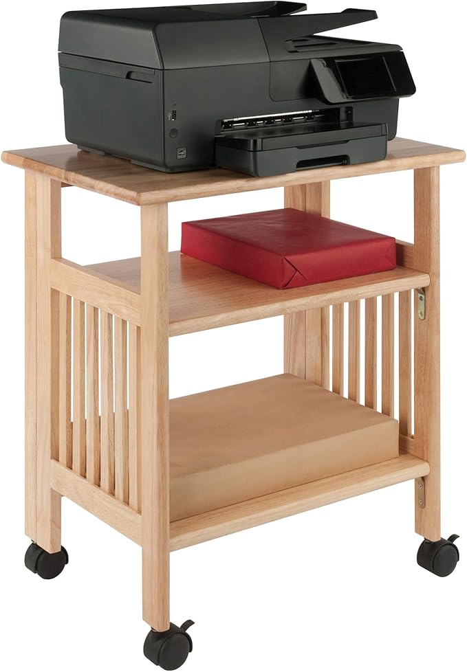 Winsome Mission 2-Shelf Wood Mobile Printer Stand, Brown (81628)
