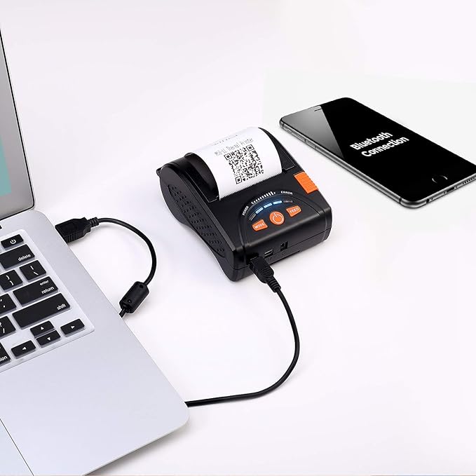 MUNBYN Bluetooth Receipt Printer, 58mm Mini Wireless POS Thermal Printer for Restaurant, Portable for Android/Windows
