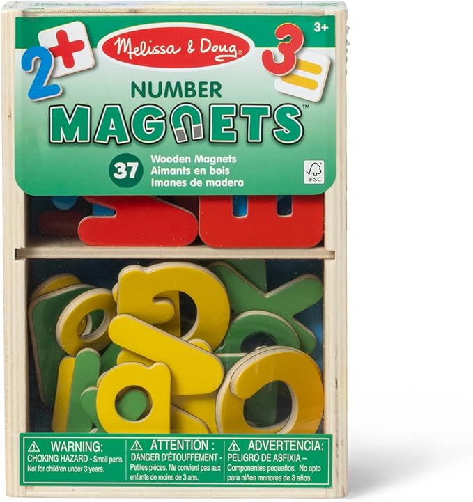Melissa & Doug 37 Wooden Number Magnets in a Box
