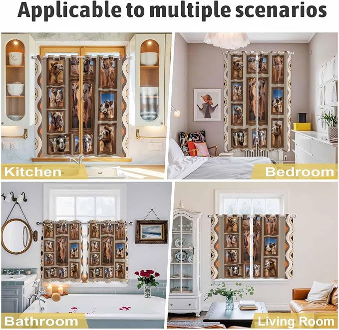 2 Panel Kitchen Cafe Curtains, Desert Camels Sunlight Filtering Nature Air