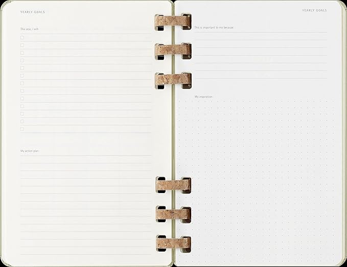 Moleskine Spiral 12 Month 2025 Solar Year Planner, Hard Cover, Large (5" x 8.25"), Kiwi, 200 pages