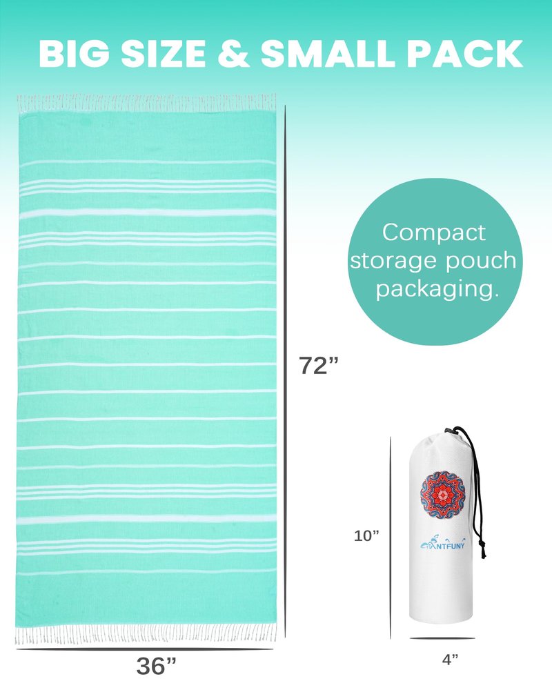 2 Pack Turkish Beach Towels Quick Dry Sand Free Oversized Bath Pool Swim Towel Extra Large XL Blanket Adult Travel Cruise Accessories Must Haves Clearance Stuff Necessities Vacation Essentials