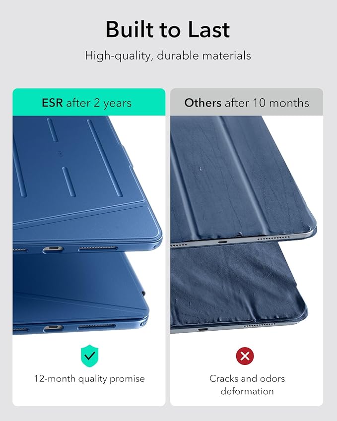 ESR for iPad Pro 11 Inch Case (M5/M4) 2025/2024, Vertical Stand Cover, Multi Stand Angles, Ultra-Stable Case with Pencil Holder, Flip Series, Blue