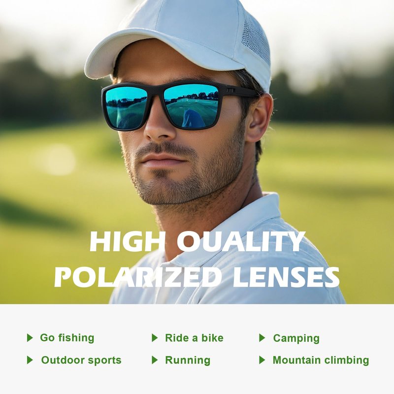Fanshen Square Polarized Sunglasses for Men, 3 Pack Lightweight UV Protection Sun Glasses for Driving Fishing Golf (Black/Ice Blue/Silver)