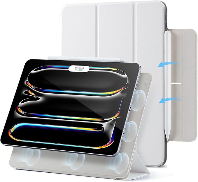 ESR for iPad Pro 13 Inch Case (M5/M4) 2025/2024, Powerful Magnetic Attachment, Slim Trifold Stand Case, Supports Pencil Pro & Pencil(USB-C), Auto Wake/Sleep, Rebound Series, Brilliant White