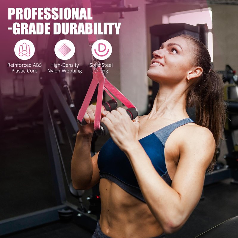 Citufuol 2 Pack Exercise Handles, Heavy-Duty Cable Machine Attachments for Strength Training, Pilates, Home Gym & Resistance Band Workouts(Pink)
