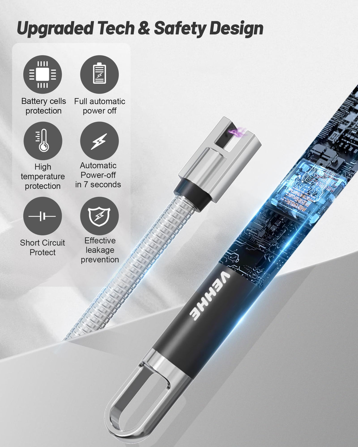 VEHHE Candle Lighter, Electric Rechargeable Arc Lighter with LED Battery Display Long Flexible Neck USB C Lighters for Light Candles Gas Stoves Camping Barbecue