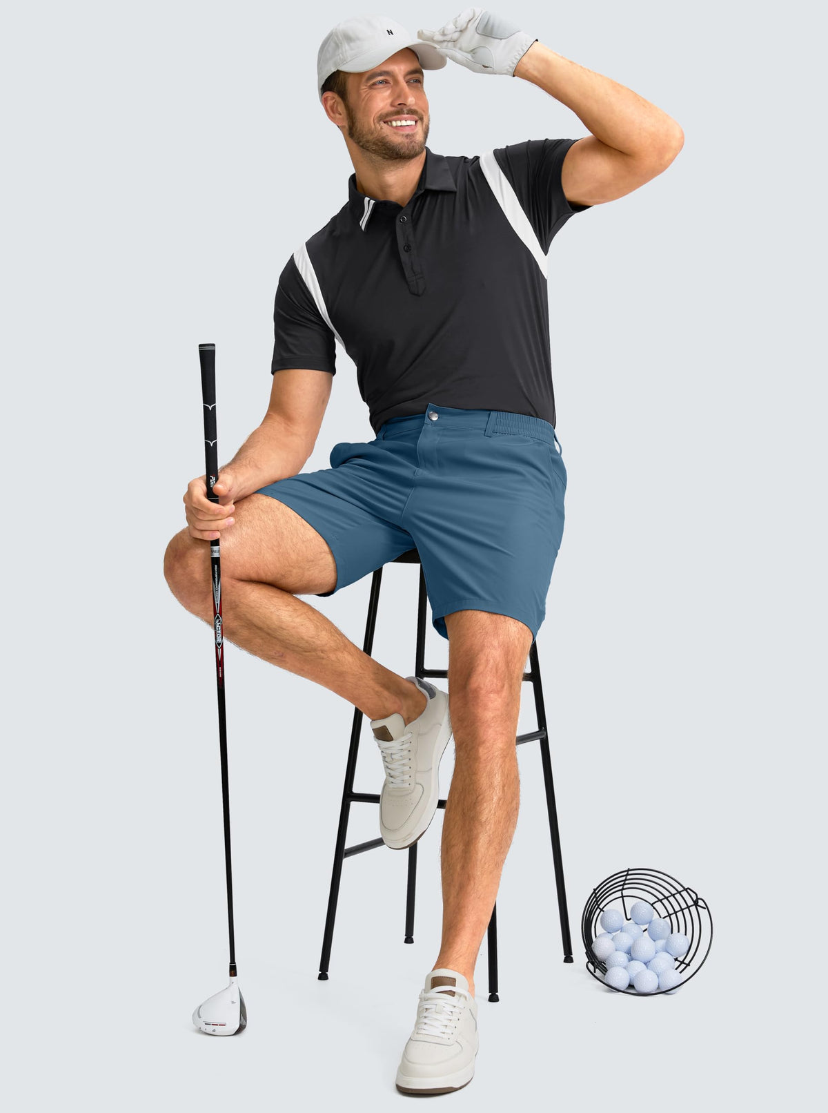 G Gradual Men's Casual Shorts 7" Lightweight Golf Shorts for Men Stretch with 3 Pockets Quick Dry Breathable Work Shorts Dusty Blue