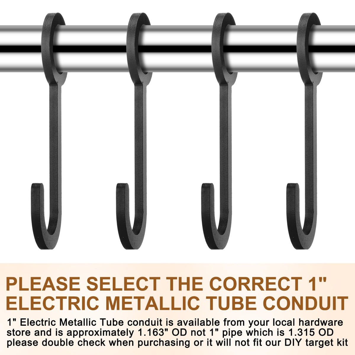 Jenaai 2 Sets Shooting Target Stand Kit Steel Hanger Holder DIY Gong Target Kit for 1 Inch Electric Metallic Tube Conduit(Black)