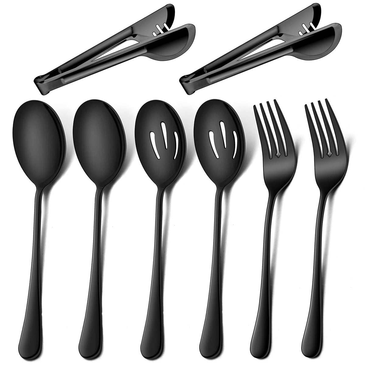 LIANYU 12 PCS Large Serving Utensils Set, 9.8 Inch Slotted Spoons and Forks
