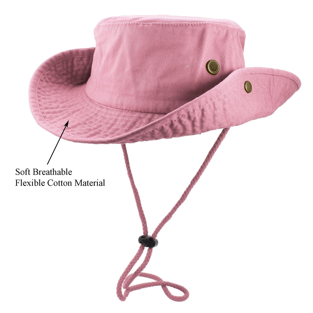 Gelante 100% Cotton Stone-Washed Adjustable Bucket Safari Boonie Sun Hats 1910-Pink-S/M