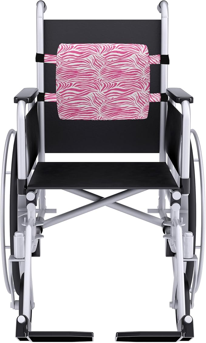 Ambesonne Zebra Print Lumbar Back Support Pillow, Striped Zebra Animal Skin Pattern in Vivid Color Fun Art Print, High Density Foam for Office Chairs Car Seats, 14" x 13", Pink Black