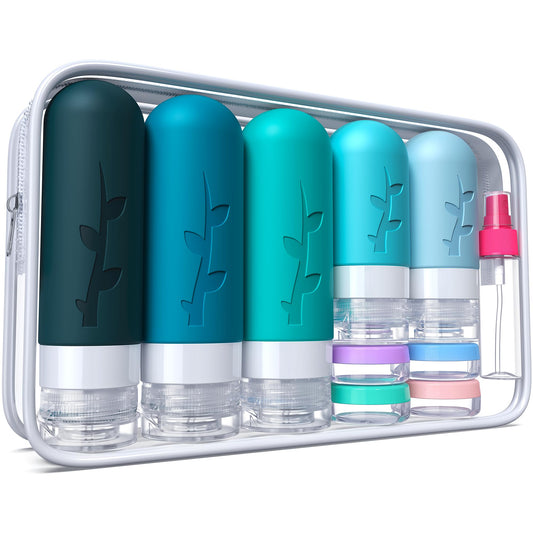19pack Travel Bottles for Toiletries, TSA Approved Silicone Travel Size Containers for toiletries, Refillable & Leakproof Travel shampoo and conditioner bottles