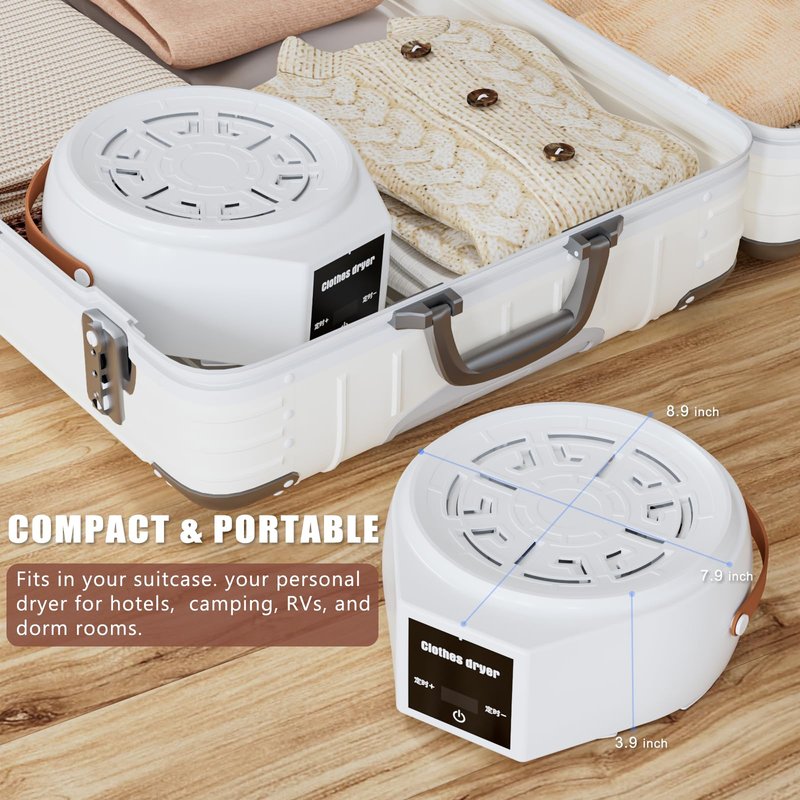 Portable Clothes Dryer, 600W Compact Foldable Mini Dryer Machine with Adjustable Timer, Quiet Fast-Drying Electric Travel Clothes Dryer for RV, Apartment, Home, Hotel Room