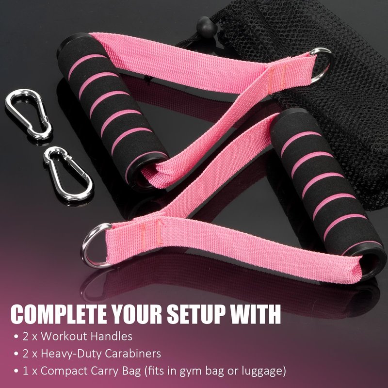 Citufuol 2 Pack Exercise Handles, Heavy-Duty Cable Machine Attachments for Strength Training, Pilates, Home Gym & Resistance Band Workouts(Pink)