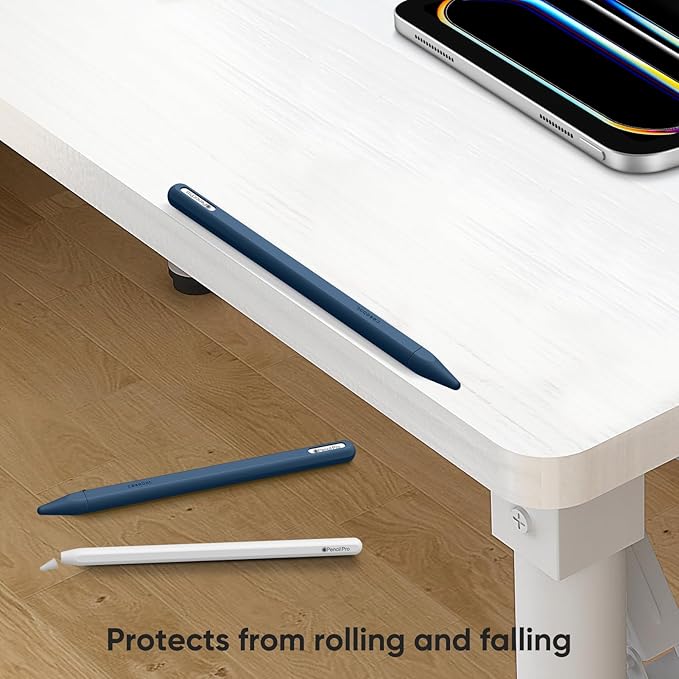 Fintie Silicone Sleeve for Apple Pencil Pro & Apple Pencil 2nd Generation, Light Pen Skin Case Cover Soft Protective Grip Holder with 2 Nib Covers Accessories, Cyan Blue