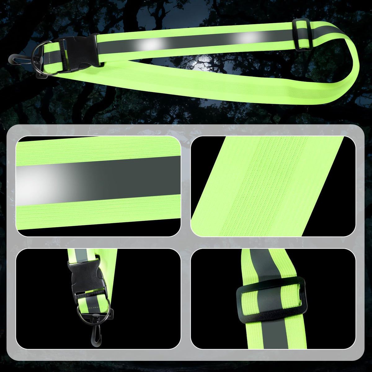Alrhso Reflective Sash for Walking at Night, 3 Pcs High Visibility Reflective Running Gear Night, Adjustable Night-Walking Safety Gear for Men Women